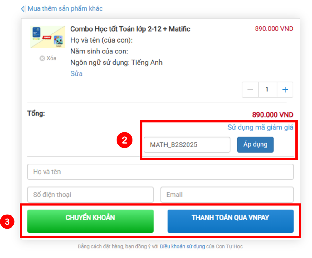 Hướng dẫn áp dụng mã học bổng
